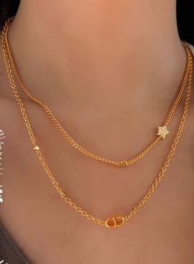 DICD/D家字母双层五角星项链女