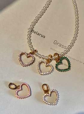 施家小米粒珍珠爱心吊坠项链女