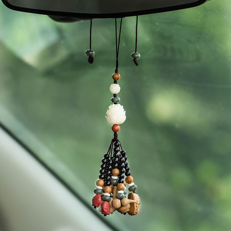 朴房十全十美朱砂菩提莲花桃木汽车钥匙扣链挂件男女平安符挂饰 - 图1