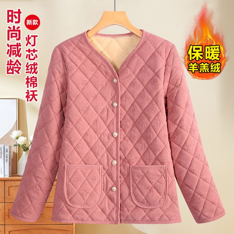 秋冬中老年新款棉服2024棉袄棉衣加绒休闲加厚保暖外套妈妈 - 图3