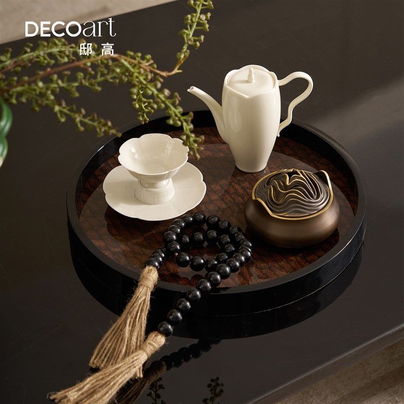 客厅摆件中式高级感2025新款小盘流苏长托盘壶洽谈区桌面办公室,淘宝优惠券,粉丝福利购,淘宝优惠卷
