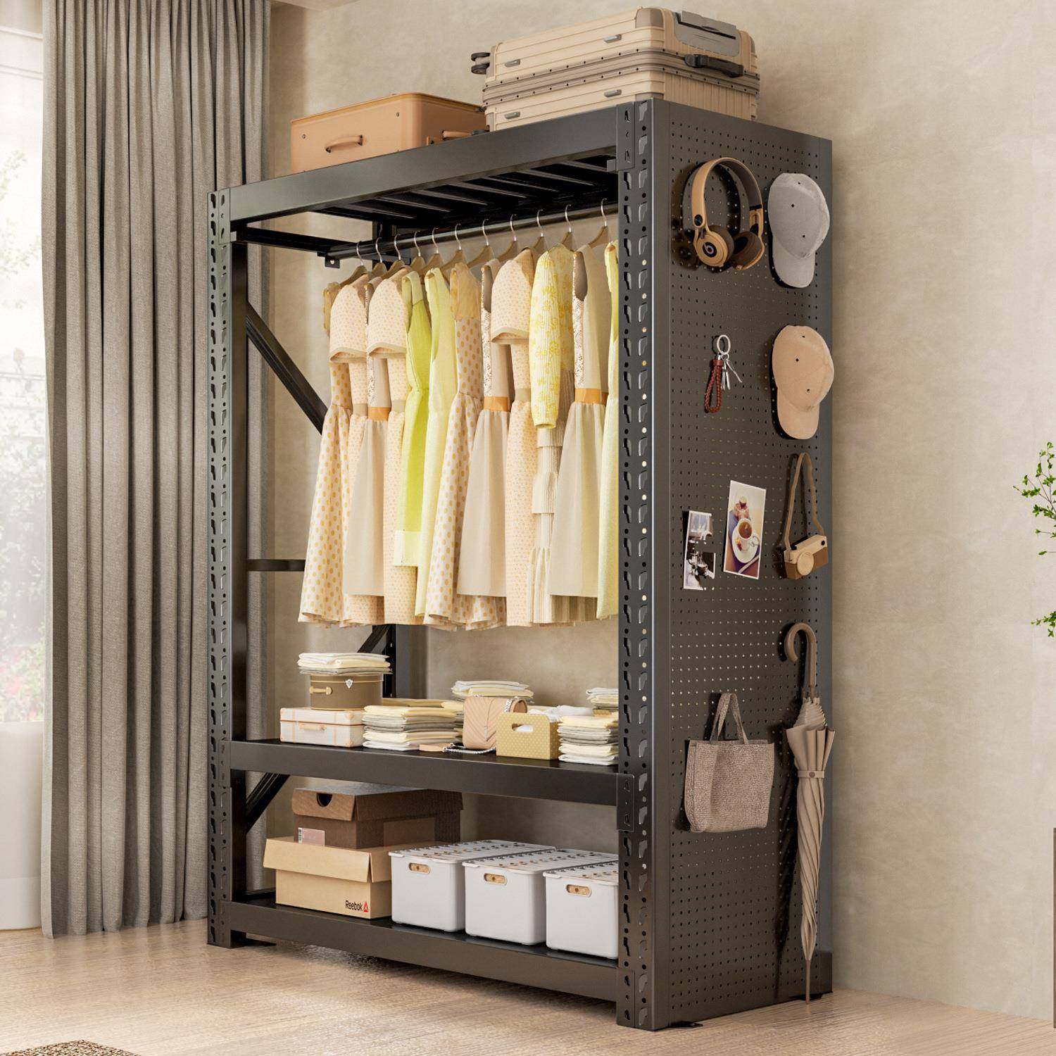 货架衣柜简易组装家用卧室房衣帽间收纳架子开放式钢制金属挂,淘宝优惠券,粉丝福利购,淘宝优惠卷