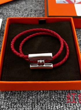 轻奢风法式优雅气质时尚大方x双层皮绳镀金手錬男女情侣同款七夕