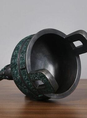 铜鼎摆件纯铜克鼎办公室三足鼎客厅装饰品仿青铜器家用铜鼎香炉