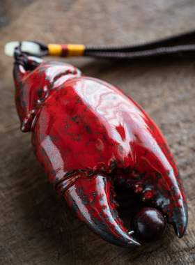 问瓷阁王顺陶瓷手中有钱r手把件招财手里有钳螃蟹钳摆件把玩礼品