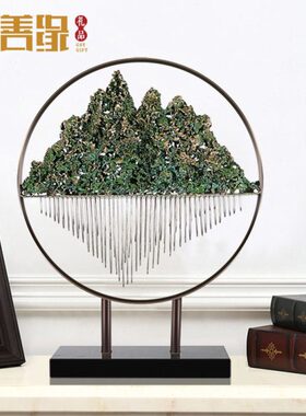 玄关装饰山千里江酒店大厅摆设面办公室桌艺术客厅乔迁礼品铜摆件