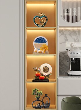 新中式酒柜摆件轻l奢高档办公室书柜装饰品客厅电视柜博古架工艺