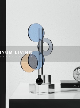 简约现代创意家居装饰p品轻奢水晶摆件样板房间客厅书房桌面摆设