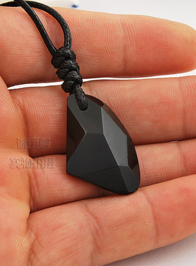 许愿石吊坠彩虹眼黑曜石个性简约G男女情侣项链时尚韩版包邮