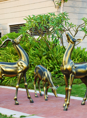户外玻璃钢仿铜大梅花鹿摆件抽象动物雕塑园林景观花Y园庭院装饰
