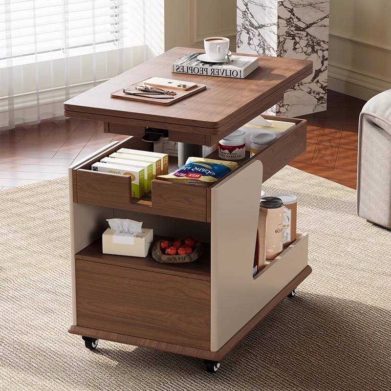 客厅家用沙发边几柜可升降折叠移动推车小户型阳台茶几桌2025新款 - 图2