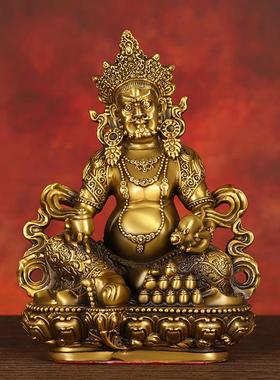 黄财神摆件全铜佛像骑龙财神白财神黑财神家用书房店铺开 业铜神