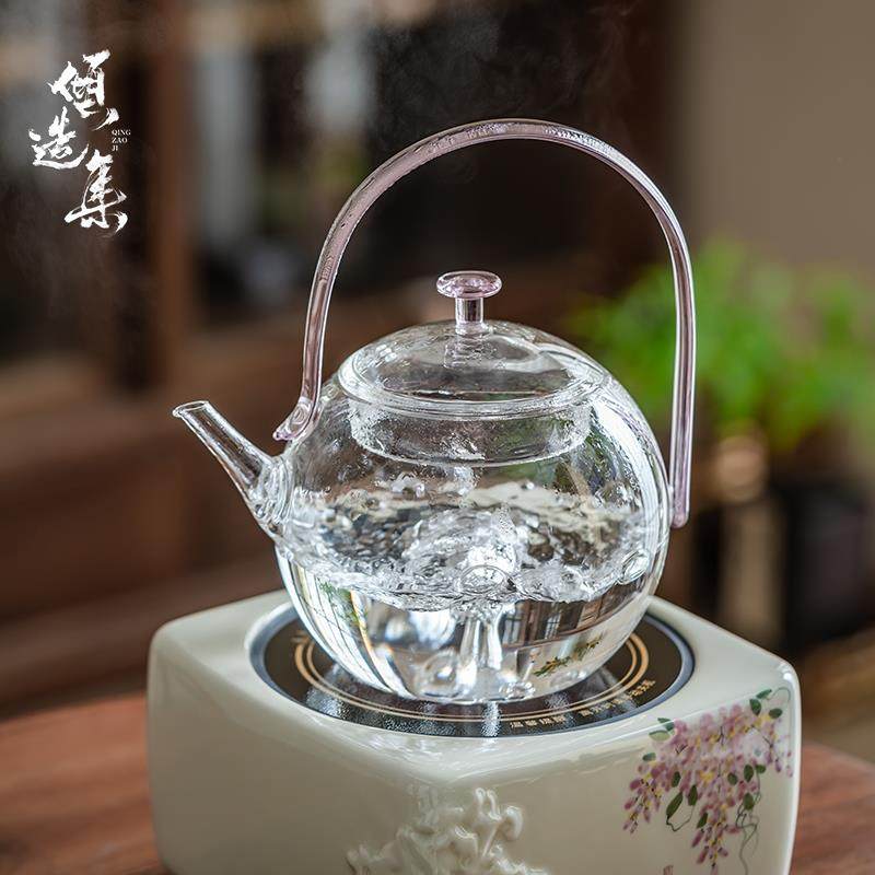 玻璃提梁壶围炉煮茶壶高硼硅烧水壶耐热电陶炉家用泡茶壶冷泡茶壶,淘宝优惠券,粉丝福利购,淘宝优惠卷