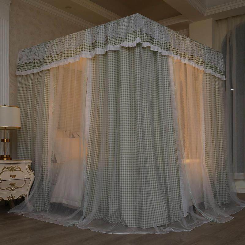 双层宫廷落地蚊帐家用卧室防尘顶遮光床帘一体式公主床幔防风保暖,淘宝优惠券,粉丝福利购,淘宝优惠卷