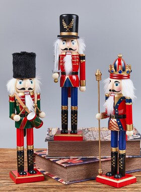 创意北欧胡桃夹子士兵木偶复古装饰品摆件客厅酒柜儿童房桌面摆设