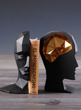 简约创意黑色人物书档书立书靠摆设家居装饰品博古架书房桌面摆件