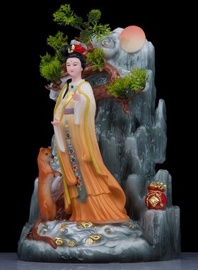 黄家姑娘公子坐像拜月教主黄鼠狼人像汉白玉居家客厅中式工艺摆件