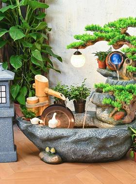 假山瀑布循环水摆件流水喷泉风水轮室内水景鱼池露台庭院景观造景