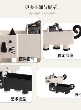 入户玄关钥匙收纳摆件轻奢高档高级感小众客厅可爱猫咪装饰艺术