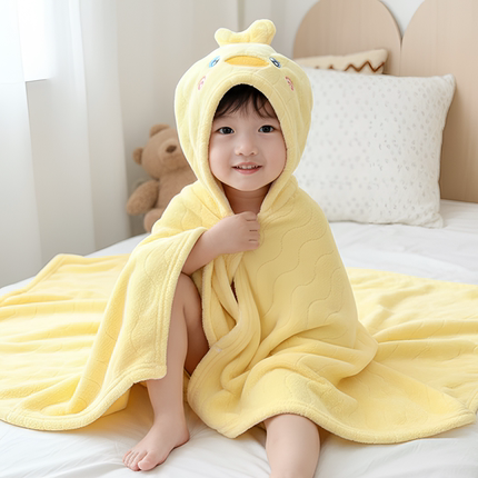 儿童浴巾可穿式连帽斗篷2025新款男女宝宝洗澡带帽浴袍冬加厚保暖