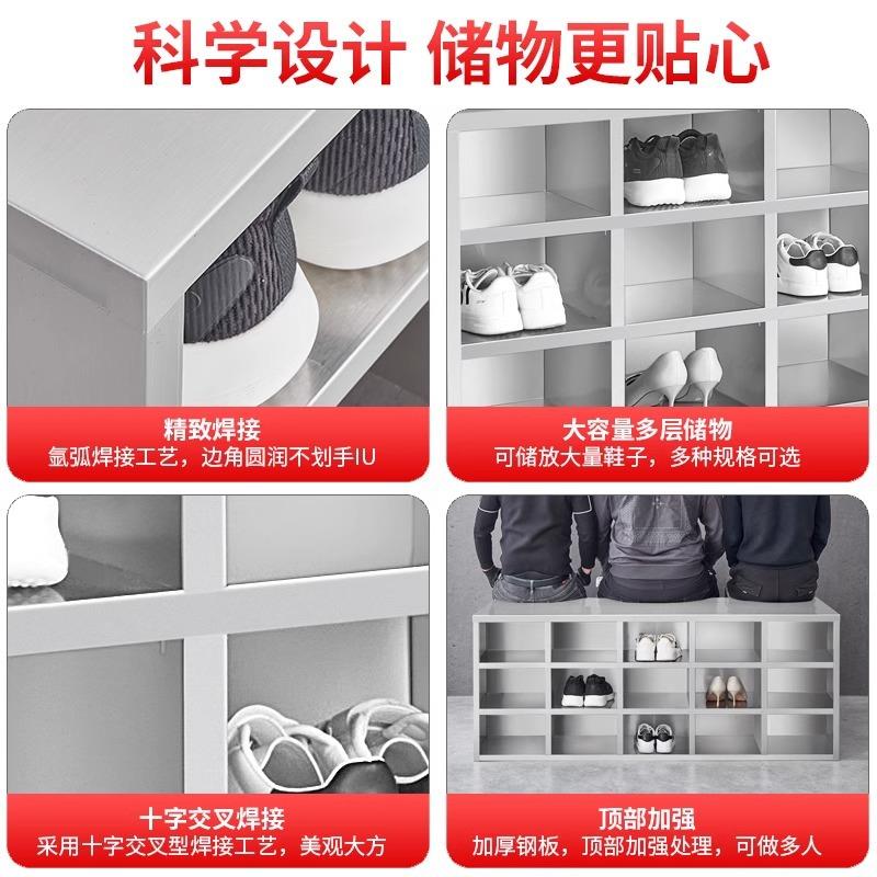 304不锈钢鞋柜无尘净化单双面多格鞋柜车间员工实验室收纳换鞋凳 - 图2