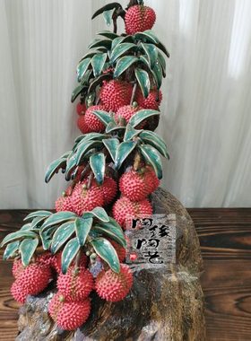陶瓷工艺品  石湾公仔 大型荔枝树摆件 满堂红 玄关电视柜