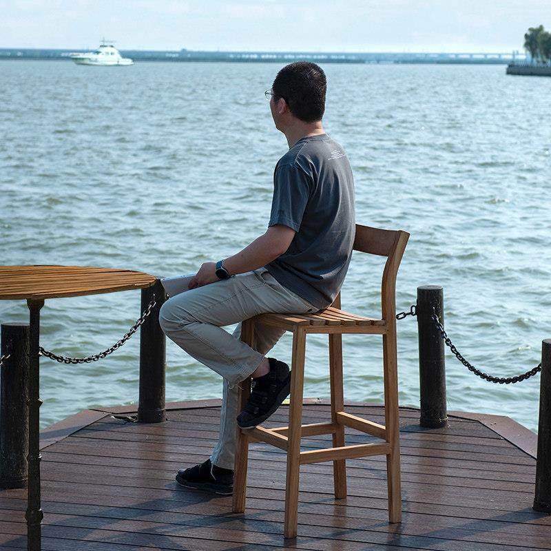 印尼进口户外吧台椅实木家用岛台椅柚木民宿咖啡店酒吧高脚餐椅子,淘宝优惠券,粉丝福利购,淘宝优惠卷