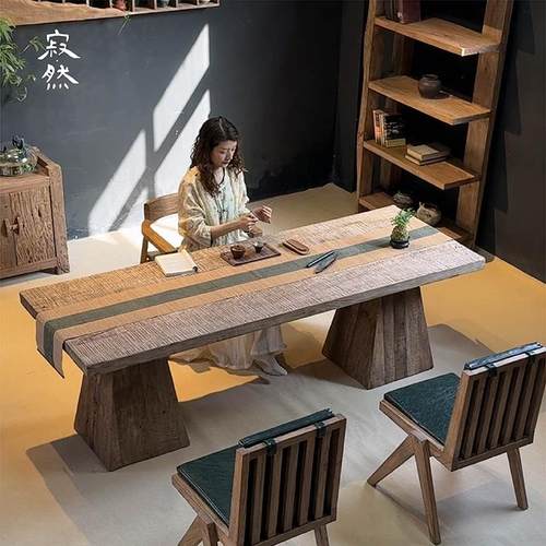 寂然侘寂风实木茶桌椅组合原木中式禅意茶台功夫茶几泡茶桌子民宿 - 图3
