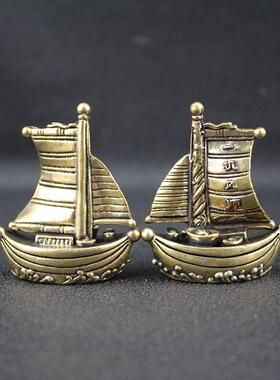 纯黄铜一帆风顺帆船家居办公室桌面摆件帆船工艺礼品摆饰装饰品黄