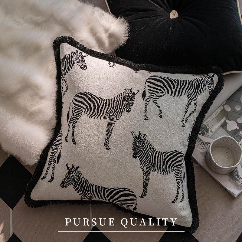 2023新款法式高级感客厅沙发靠垫抱枕样板间床头靠枕斑马纹黑白,淘宝优惠券,粉丝福利购,淘宝优惠卷
