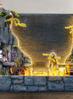 中式水幕墙流水喷泉室内循环水生财屏风假山景观客厅现代落地摆件