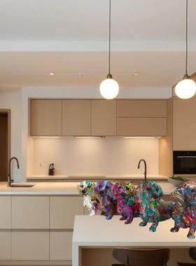 酒柜 装饰 摆件家居客厅创意装饰品涂鸦炫彩水转印腊肠狗超萌狗狗