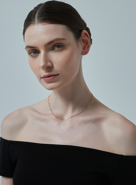 女士隔珠链蛇骨链925纯银秋季项链女锁骨链饰品颈链素链