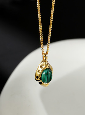 LALACHIC925纯银项链批发女孔雀石高级感小众设计ins风气质