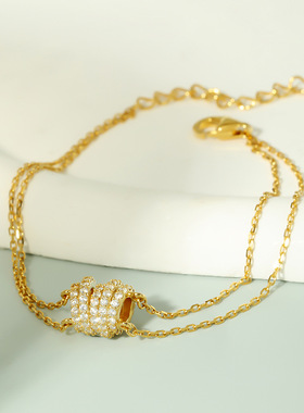 LALACHIC925纯银法式复古手链百搭小众圆形女轻奢高级感饰品