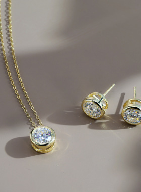 925银包镶莫桑石项链全包泡泡锁骨链轻奢经典精致日常