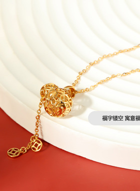 新年款925通体纯银项链镂空葫芦吊坠百搭女轻奢高级感吊坠