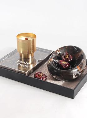 ZAWOO 现代样板间客厅茶几装饰摆件轻奢高端托盘搭配套装软装饰品