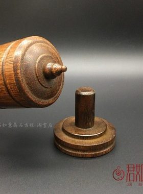 仿老花梨木扳指盒仿古木盒收纳盒木雕摆件圆形小盒子仿老物件收藏
