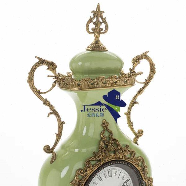 狮落皇庭高端艺术精品陶瓷做旧铜雕新款座钟家装摆件包邮,淘宝优惠券,粉丝福利购,淘宝优惠卷