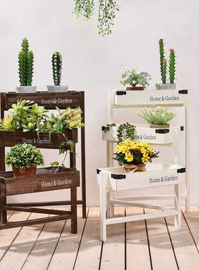 庭院花园阳台造景布置阶梯多层花架落地摆件仿真仙人掌店铺装饰品