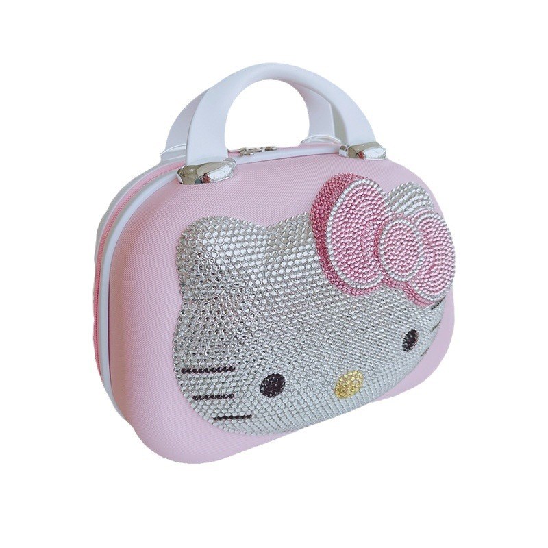 儿童猫咪行李箱16寸子母旅行箱少女心粉色贴钻拉杆箱学生登机箱 - 图3