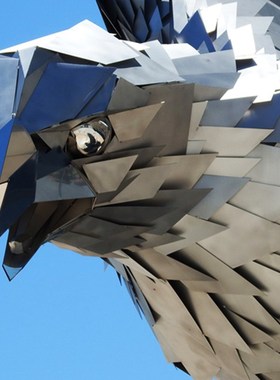 定制不锈钢老鹰雕塑镜面动物园林景观雄鹰大型抽象艺术品户外摆件