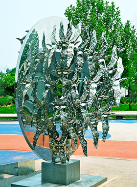 定制不锈钢抽象艺术雕塑品户外广场金属创意爱情塑像大型落地摆件