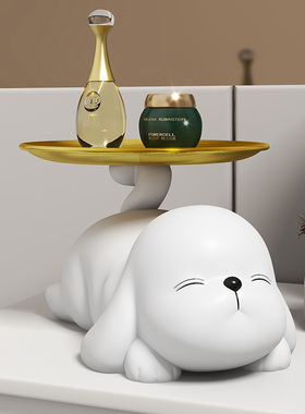 可爱狗狗托盘玄关钥匙收纳摆件入户进门口锁匙客厅鞋柜装饰品轻奢