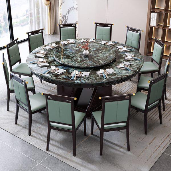 新中式超晶石餐桌椅组合圆形带转盘家用大理石奢石实木餐台24新款,淘宝优惠券,粉丝福利购,淘宝优惠卷