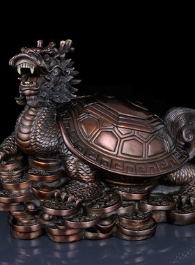 纯黄铜龙龟摆件龙龟工艺品摆件办公室装饰品礼品客厅玄关茶几摆设