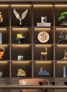 新中式茶室搬家送礼售楼家居客厅酒柜电视柜轻奢装饰品办公室摆设