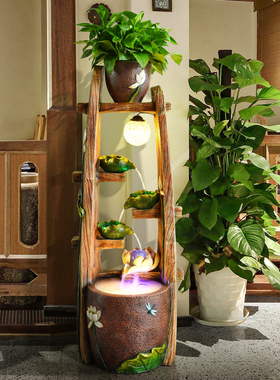 流水喷泉招财欧式养鱼缸加湿器开业客厅办公室风水轮摆件落地装饰