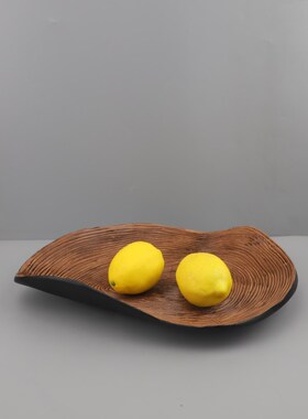 北欧创意几何不规则椭圆形树脂果盘托盘摆件客厅餐厅软装家居饰品